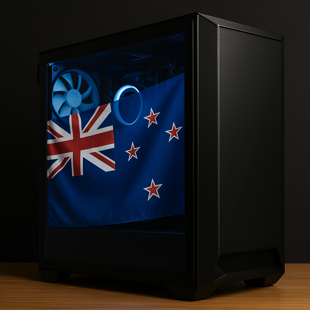 NZ Flag Reflecting on Custom PC Box